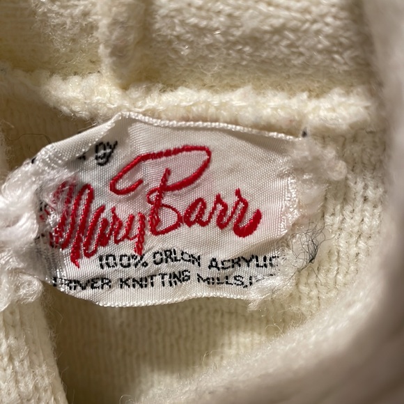 Vintage cream hooded sweater w red & blue detail womens medium ☀️✨🌻 - Picture 4 of 8